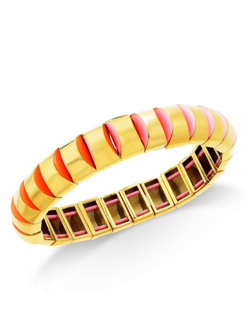 KATE SPADE Sliced Scallops Small Metal Stretch Bracelet In Pink Multi - Picture 2 of 2
